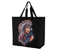Indian Lady Women's Tote Bag Reusable Shopping Handbag