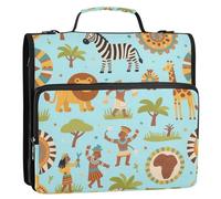 Indian Lion Animal Animal Colorful 1.5 Inch 3 Rings Organizer Binder with Handle Waterproof Documents Files Storage Bag for Middle Student