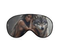 Indian Maiden and Wolf Native Am-erican Sleep Mask Lightweight Blindfold Eye Mask with Adjustable Strap for Men Women