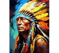 Indian Man Diamond Art Kits for Adults, 5D Diamond Painting Native American Large Dimond Art Kit, DIY Rhinestone Embroidery Crystal Cross Stitch Arts and Crafts for Home Wall Decor 40x60cm -RD868