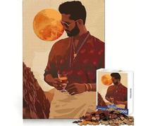 Indian Man with Whiskey 1000 Piece Jigsaws for Teenagers Puzzle Brain Skill Firm Joint Pattern Build Art Display (38x52cm)