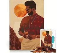 Indian Man with Whiskey Hard Jigsaw Puzzle for Adults 1000 Pieces Memory Train Nice Thick Home Game Birthday Idea (50x75cm)