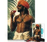Indian Man with Whiskey Jigsaw for Teenagers1000 Pieces Focus Skill Smooth Cut Fun Hobby (50x75cm)