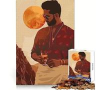 Indian Man with Whiskey Jigsaw Puzzle for Adults 1000 Pieces Brain Think Snug Cut Real Challenge Unique Gift (38x26cm)