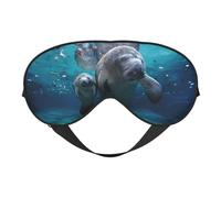 Indian Manatees Double Sided Sleep Mask, Adjustable Blackout, Silk-Like Eye Mask for Sleeping,Travel, Soft, Breathable, Lightweight Comfortable Blindfold