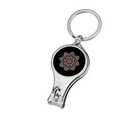 Indian Mandala Paisley Round Nail Clippers Sharp Sturdy Fingernail Cutters with Bottle Opener Keychain