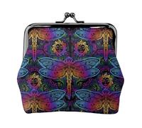 Indian Mandalas Dragonfly Coin Purse, Kiss-lock Change Purse Wallets, Small PU Leather Coin Purse for Women
