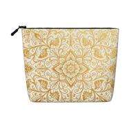 Indian Manuscript Faux Linen Makeup Pouch-Lightweight Travel Case