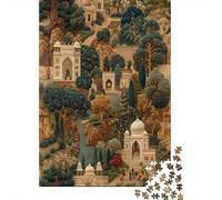 Indian Miniature Garden Pattern Jigsaw Puzzles. 70x50cm/1000pcs Whimsical Challenge Toy for Educational Games Gifts