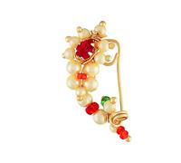INDIAN MODERN ART Maharashtrian Clip-On Nose Ring for Women & Girls - Non-Piercing Nath (2 cm) - Lightweight Ethnic Jewelry - Small Size, 10g, Small, Gold Platted Alloy, no gemstone, Small, Gold