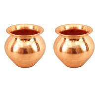INDIAN MODERN ART Pure Copper Kalash | Tambe Ka Lota for Drinking Water & Pooja Use - 150g | 7.5 x 7.5 x 7 cm - Traditional Copper Pot for Home & Temple Pack of 2