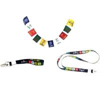 INDIAN MODERN ART Tibetan Buddhist Combo Set | 1 Keychain, 1 Lanyard, 1 Tibet Flag | Velvet Tibetan Buddhist Prayer | Bike, Car, Home, Office Decor | Pack of 3, Multicolor, Multicolor