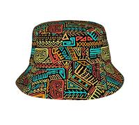 Indian Native American Bucket Hat African Pattern Sunhat Packable Summer Unisex Outdoor Fisherman Hat for Women and Men, African Pattern A03, One size