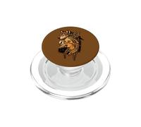 Indian Native American Woman with White Wolf Vintage PopSockets PopGrip for MagSafe