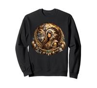 Indian Native American Woman with White Wolf Vintage Sweatshirt
