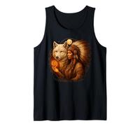 Indian Native American Woman with White Wolf Vitage Gifts Tank Top