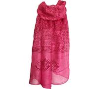 Indian Om Mantra Hand Block Printed Scarf Prayer Shawl, Pink, One Size