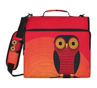 Indian Owl Thunder Red 1.5 Inch 3 Ringing Zipper Binder with Shoulder Strap Easy to Carry Portable Portfolio for School/Office