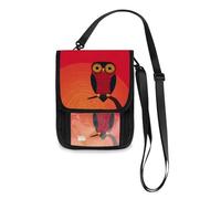 Indian Owl Thunder Red Travel Wallet Passport Holder Hidden Neck pouching Slim Lightweight Crossbody Bag with Adjustable Strap