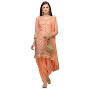 Indian Pakistani salwar kameez suit set for women ready to wear Indian Punjabi dress Patiala Party Wear Dress for Women, Orange,beige, Large