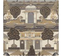 Indian Palace Tiger Peacock Vinyl Wallpaper Lilac Grey Ornate Feature Wall