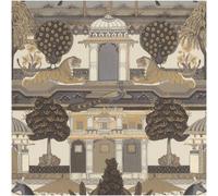 Indian Palace Tiger Peacock Vinyl Wallpaper Lilac Grey Ornate Feature Wall
