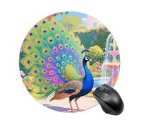 Indian Peacock Round Mouse Pad 7.8 Inch - Non-Slip Rubber Base Mouse Mat Portable Ergonomic Desk Mat for Office, Laptop, Travel, Wireless Mice Mats - Waterproof & Durable Design