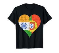 Indian Portuguese Flag Heart T-Shirt