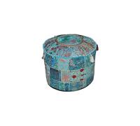 Indian Pouf Stool Vintage Patchwork Embellished With Patchwork Living Room Ottoman Cover, 46 X 33 Cm