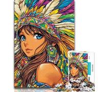 Indian Princess 1000 Pieces Jigsaw Puzzle For Adults Teens,Family Game Stress Reliever Difficult Challenge Artists Collection,Fine Art 38x52cm