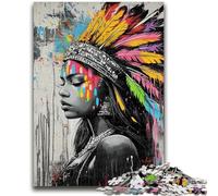 Indian Princess Graffiti 1000 Piece Jigsaw Puzzle for Adults Teens,Challenging Game Gifts for Is Ideal As A Gift for The Whole Family (38x26cm)
