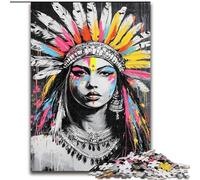 Indian Princess Graffiti Jigsaw Puzzles 1000 Pieces for Adults Teens, Educational Games Home Decoration Suitable for Desktop Decoration (26x38cm)