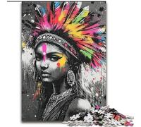 Indian Princess Graffiti Jigsaws Puzzles 1000 Pieces for Teenagers Gifts, Staycation Kill Time Birthday Present, Gifts, Wall Art for 14+ (50x75cm)