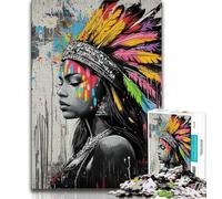 Indian Princess Graffiti Puzzles 1000 Pieces for Adults,Help The Brain Exercise Addictive Toys to Cultivate Patience Unique Challenge Game (38x26cm)