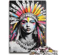 Indian Princess Graffiti Puzzles for Teenagers 1000 Pieces,Challenging To Complete But Fun And Humorous with Matching Poster And Trivia Sheet (38x26cm)