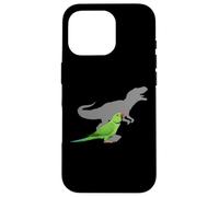 Indian Ringneck Parakeet with T rex Shadow Bird Lovers Case for iPhone 16 Pro