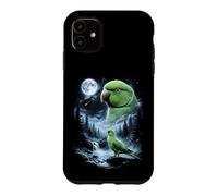Indian Ringneck Parrot Howling at Moon 90's Retro Bird Case for iPhone 11