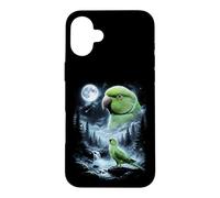 Indian Ringneck Parrot Howling at Moon 90's Retro Bird Case for iPhone 16 Plus