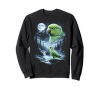Indian Ringneck Parrot Howling at Moon 90's Retro Bird Sweatshirt