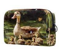 Indian Runner Duck and Ducklings Cosmetic Bag for Women, Travel Toiletries Bags Large Makeup Handy Pouch Organiser Bag with Zipper