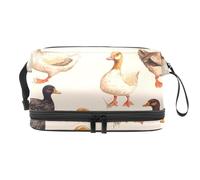 Indian Runner Ducks Double Layer Cosmetic Bag for Women and Girls, Travel Toiletry Bag Makeup Handy Pouch Organiser Bag with Brush Compartment