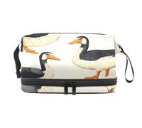 Indian Runner Ducks Double Layer Cosmetic Bag for Women and Girls, Travel Toiletry Bag Makeup Handy Pouch Organiser Bag with Brush Compartment
