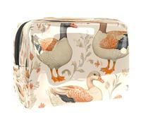 Indian Runner Ducks Florals Cosmetic Bag for Women, Travel Toiletries Bags Large PVC Makeup Handy Pouch Organiser with Zipper