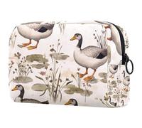 Indian Runner Ducks Grass Cosmetic Bag for Women, Travel Toiletries Bags Large Makeup Handy Pouch Organiser Bag with Zipper