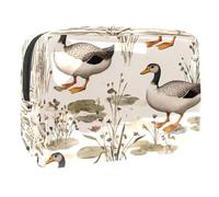 Indian Runner Ducks Grass Cosmetic Bag for Women, Travel Toiletries Bags Large PVC Makeup Handy Pouch Organiser with Zipper