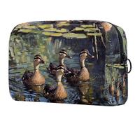 Indian Runner Ducks Swimming Cosmetic Bag for Women, Travel Toiletries Bags Large Makeup Handy Pouch Organiser Bag with Zipper