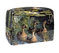 Indian Runner Ducks Swimming Cosmetic Bag for Women, Travel Toiletries Bags Large PVC Makeup Handy Pouch Organiser with Zipper