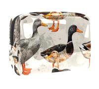 Indian Runner Ducks Wild Cosmetic Bag for Women, Travel Toiletries Bags Large PVC Makeup Handy Pouch Organiser with Zipper