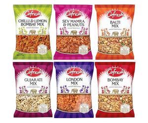 Indian Savoury Snack Bundle Pack with Cofresh Chilli & Lemon Bombay Mix, Sev Mamra & Peanuts Mix, Balti Mix, Gujarati Mix, London Mix, Bombay Mix (Each 200g - 1 Pack) | Total - 6 Pack