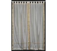 Indian Selections Cream Tab Top Sheer Sari Curtain/Drape/Panel - 43W x 84L - Piece